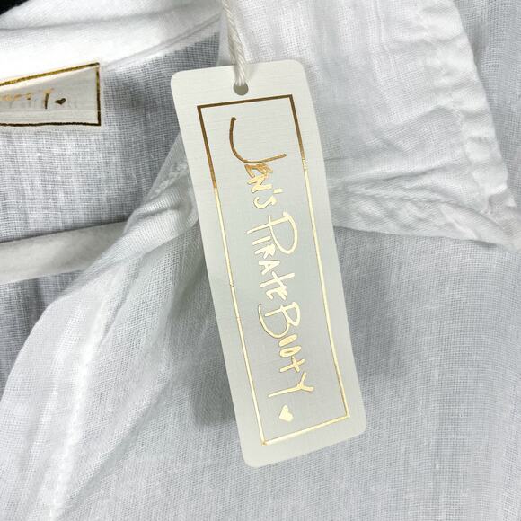 Jen's Pirate Booty Foreigner Dress White Cotton Tie Front Maxi Long Sleeve Sz XS - Picture 6 of 11